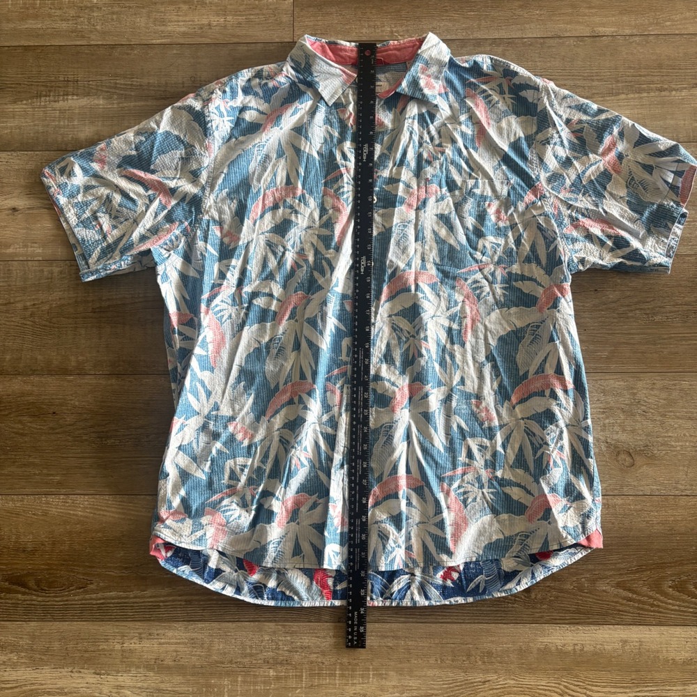 Tommy Bahama Shirt Men XXL Button Down Nova Wave Reverse Print Leaf Short Sleeve - Picture 6 of 8